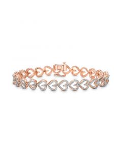 Diamond Pavé Heart Outline Link Bracelet (1/4 ct. t.w.) in 10k Rose Gold