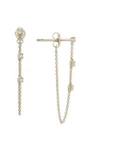 Diamond Long Chain Earrings (1/6 ct. t.w.) in 10k Yellow Gold