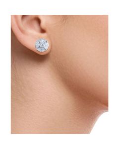 Diamond Princess & Marquise Cluster Stud Earrings (1 ct. t.w.) in 14k White Gold