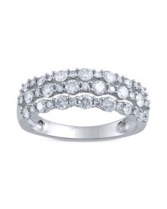 Diamond Three Row Ring (1 ct. t.w.) in 14k White Gold