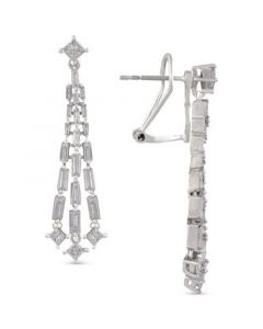 Diamond Princess & Baguette Drop Earrings (1-1/2 ct. t.w.) in 14k White Gold