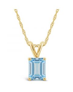 Aquamarine (1-3/8 ct. t.w.) Pendant Necklace in 14K Yellow Gold