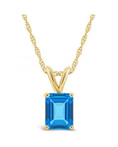 Blue Topaz (2 ct. t.w.) Pendant Necklace in 14K Yellow Gold