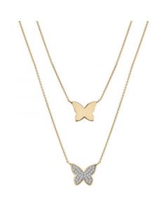 Diamond Pavé & Polished Butterfly Layered Pendant Necklace (1/6 ct. t.w.) in 10k Gold, 17" + 1" extender, Created for Macy's