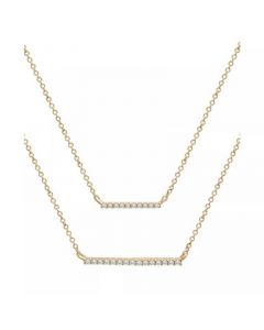 Diamond Double Bar Layered Necklace (1/6 ct. t.w.) in 10k White or Yellow Gold, 17" + 1" extender, Created for Macy's