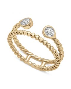 Diamond Double Band Cuff Ring (1/6 ct. t.w.) in 10k Gold, Created for Macy's