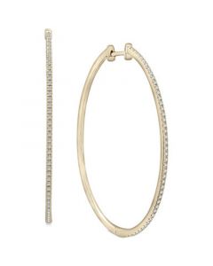 Diamond Medium Hoop Earrings (1/4 ct. t.w.) in 14k Gold-Plated Sterling Silver, 1.5", Created for Macy's