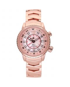 Women's Elise Swiss Tri-Time Rose Gold-Tone Ion-Plated Stainless Steel Bracelet Watch 33mm