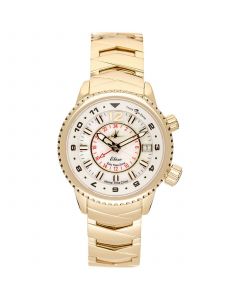 Women's Elise Swiss Tri-Time 28k Gold Ion-Plated Stainless Steel Bracelet Watch 33mm