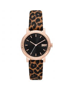 Women's Soho D Animal Print Leather Strap Watch 34mm