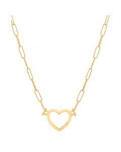 Open Heart Paperclip Link 18" Pendant Necklace in 14k Gold-Plated Sterling Silver