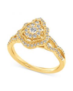 Diamond Openwork Cluster Engagement Ring (1/2 ct. t.w.) in 14k Gold