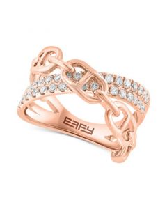 EFFY® Diamond Pavé Chain Link Crossover Ring (1/2 ct. t.w.) in 14k Rose Gold