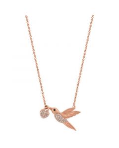 EFFY® White Diamond (1/6 ct. t.w.) & Black Diamond Accent Hummingbird 18" Pendant Necklace in 14k Rose Gold