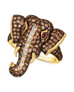 Diamond (2 ct. t.w.) & Passion Ruby Accent Elephant Ring in 14k Gold