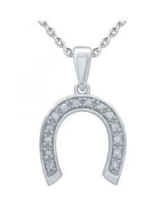 Diamond Horseshoe Pendant Necklace (1/10 ct. t.w.) in Sterling Silver