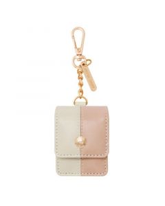 Women's Blush Pink and Beige Faux Leather Holder with Rose Gold-Tone Alloy