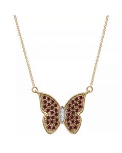 Garnet (1-1/5 ct. t.w.) & White Topaz (1/10 ct. t.w.) Butterfly 17" Pendant Necklace in 14k Gold-Plated Sterling Silver (Also in Peridot)