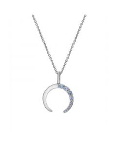 Blue Topaz (1/5 ct.t.w) Moon Pendant Necklace in Sterling Silver