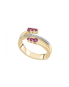 Rhodolite (1/3 ct.t.w) and Diamond (1/10 ct.t.w) Spiral Ring in 14K Gold Plated Over Sterling Silver