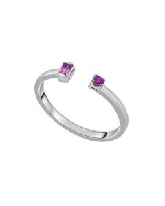 Amethyst (1/20 ct.t.w) and Rose De France (1/20 ct.t.w) Open Ring in Sterling Silver