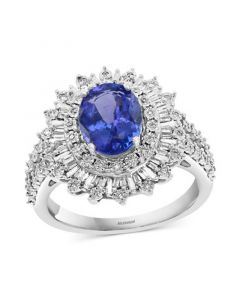 EFFY® Tanzanite (1-5/8 ct. t.w.) & Diamond (1/4 ct. t.w.) Halo Ring in 14k White Gold