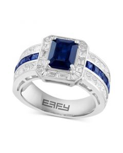 EFFY® Sapphire (2 ct. t.w.) & Diamond (1-7/8 ct. t.w.) Halo Ring in 14k White Gold