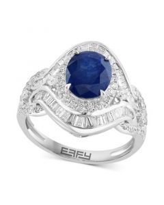 EFFY® Sapphire (1-7/8 ct. t.w.) & Diamond (7/8 ct. t.w.) Halo Ring in 14k White Gold