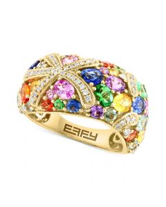 EFFY® Multi-Sapphire (4-5/8 ct. t.w.) & Diamond (1/4 ct. t.w.) Starfish Cluster Ring in 14k Gold