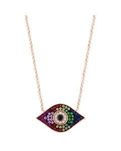 EFFY® Multi-Gemstone (1/3 ct. t.w.) & Diamond (1/20 ct. t.w.) Evil Eye 18" Pendant in 14k Rose Gold