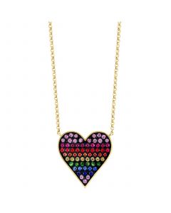 EFFY® Multi-Gemstone Heart Cluster 18" Pendant Necklace (5/8 ct. t.w.) in 14k Gold