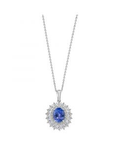 EFFY® Tanzanite (1-5/8 ct. t.w.) & Diamond (1/5 ct. t.w.) Halo 18" Pendant Necklace in 14k White Gold