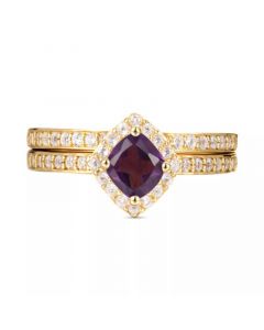 2-Pc. Set Amethyst (1/2 ct. t.w.) & White Topaz (1/4 ct. t.w.) Rings in Gold-Plated Sterling Silver (Also in Sky Blue Topaz)