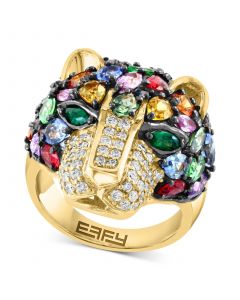 EFFY® Multi-Gemstone (4-1/2 ct. t.w.) & Diamond (1/2 ct. t.w.) Panther Ring in 14k Gold