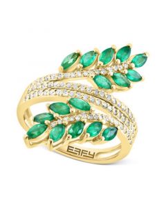 EFFY® Emerald (1-1/2 ct. t.w.) & Diamond (1/3 ct. t.w.) Vine Ring in 14k Gold