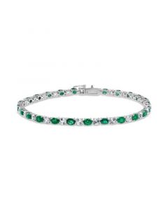 EFFY® Emerald (3-1/3 ct. t.w.) & White Sapphire (3-1/3 ct. t.w.) Tennis Bracelet in 14k White Gold