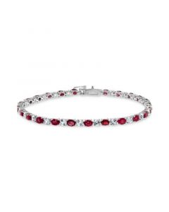 EFFY® Ruby (5 ct. t.w.) & White Sapphire (3-1/20 ct. t.w.) Tennis Bracelet in 14k White Gold