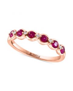 EFFY® Ruby (3/8 ct. t.w.) & Diamond (1/20 ct. t.w.) Ring in 14k Rose Gold-Plated Sterling Silver