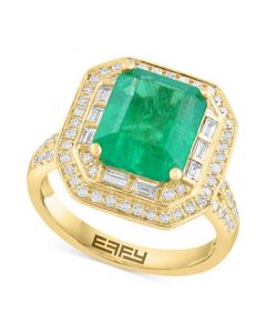 EFFY® Emerald (4-1/4 ct. t.w.) & Diamond (5/8 ct. t.w.) Ring in 14k Yellow Gold