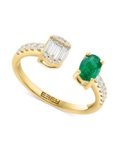 EFFY® Emerald (3/8 ct. t.w.) & Diamond (1/3 ct. t.w.) Cuff Ring in 14k Gold