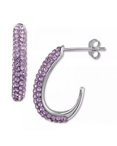 Lavender Crystal Pavé J-Hoop Earrings in Sterling Silver, Created for Macy's