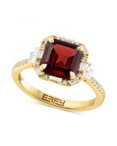 EFFY® Garnet (2-3/4 ct. t.w.) & Diamond (1/5 ct. t.w.) Halo Ring in 14k Gold