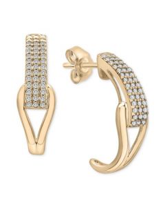 Diamond J-Hoop Earrings (1/4 ct. t.w.) in 10k Gold