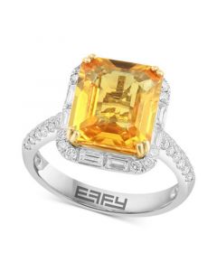 EFFY® Limited Edition Yellow Sapphire (5-3/8 ct. t.w.) & Diamond (5/8 ct. t.w.) Halo Ring in 14k White Gold