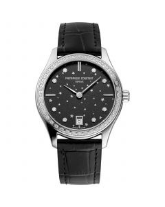 Women's Swiss Classic Diamond (3/8 ct. t.w.) Black Leather Strap Watch 36mm