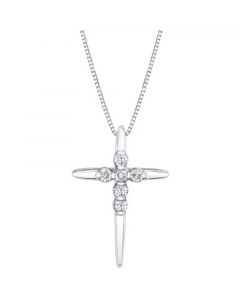 Diamond Cross 18" Pendant Necklace (1/8 ct. t.w.) in 14k White or Yellow Gold