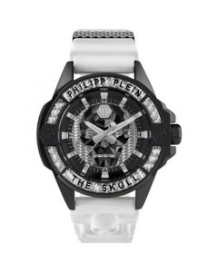 Men's The $kull White Silicone Strap Watch 44mm