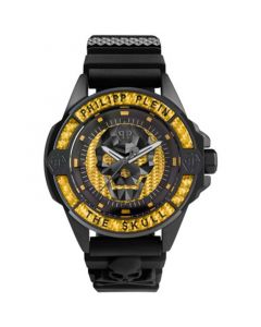 Men's The $kull Black Silicone Strap Watch 44mm