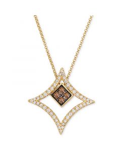 Nude Diamond (1/3 ct. t.w.) & Chocolate Diamond (1/5 ct. t.w.) Geometric Pendant Necklace in 14k Gold, 18" + 2" extender