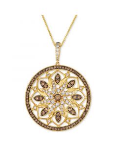 Chocolate Diamond (3/4 ct. t.w.) & Nude Diamond (1 ct. t.w.) Mandala 18" Pendant Necklace in 14k Gold